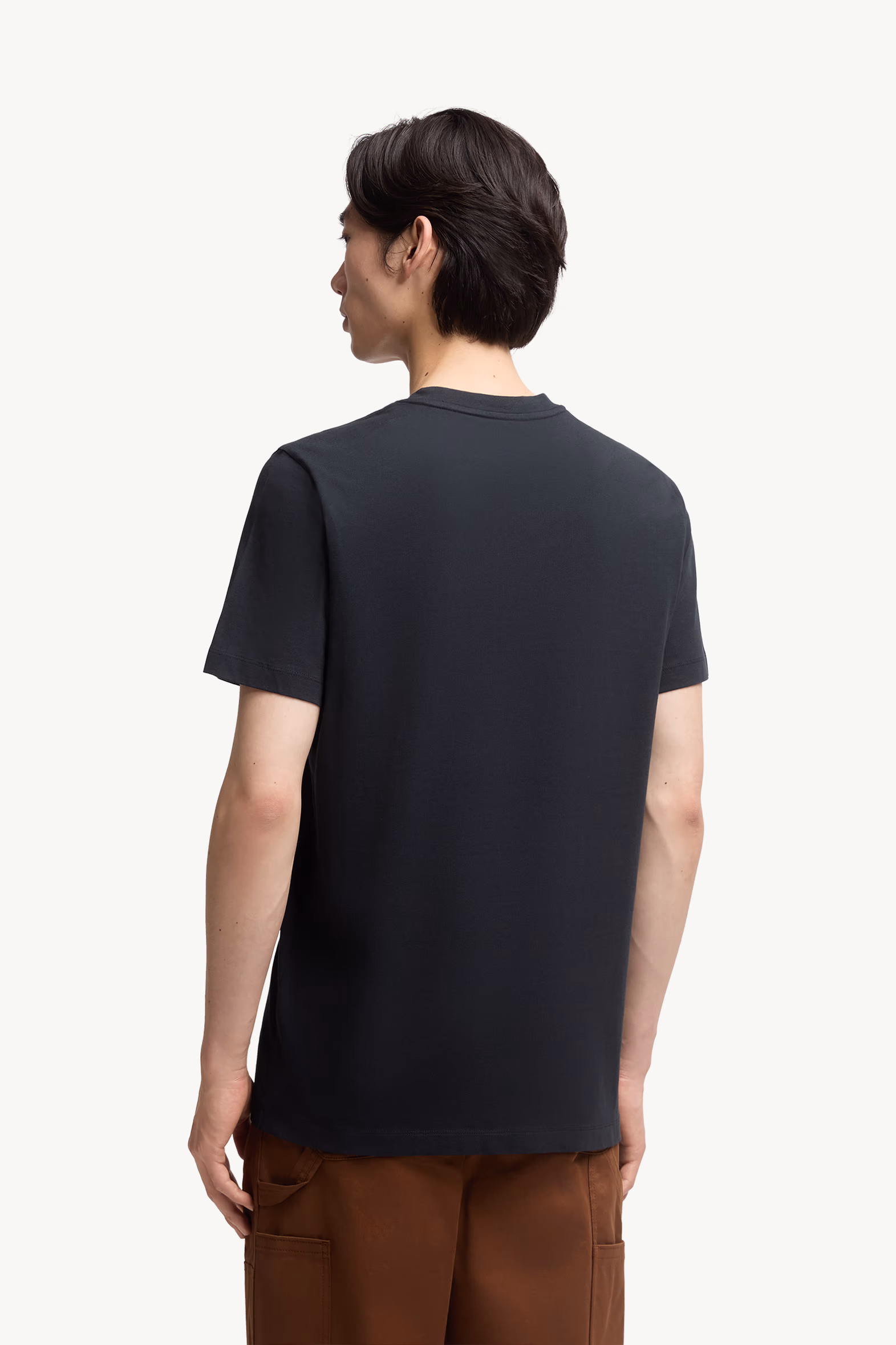 Flocked Logo Cotton T-Shirt Men Night Blue Moncler 5